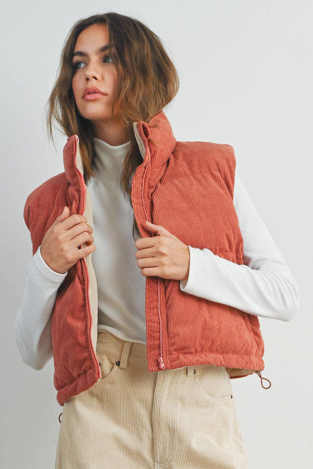 Adored Corduroy Puffer Vest
