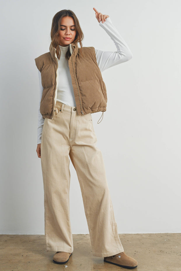 Adored Corduroy Puffer Vest