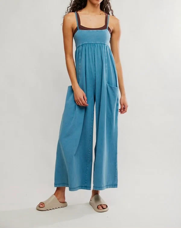 Free People Hot Shot Strappy Onesie-Riptide