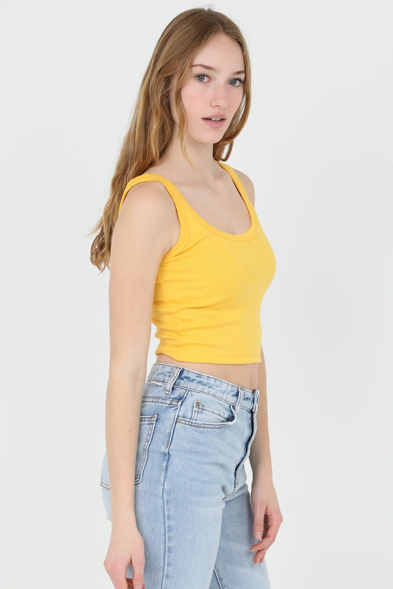 Rib Knit Scoop Neck Tank