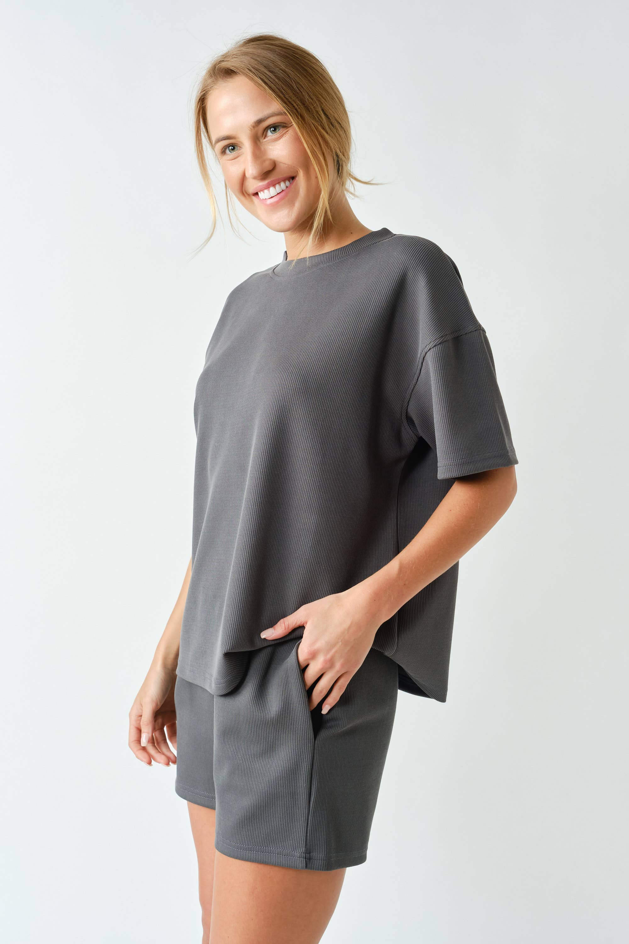 Luxe Sand Wash Rib Classic Tee Set