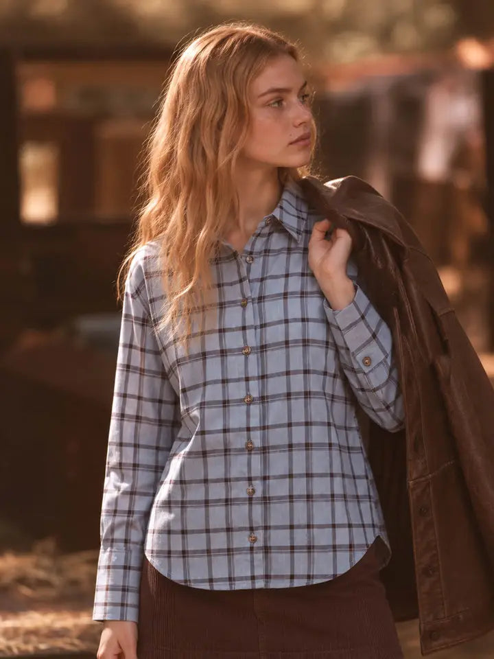 Plaid Collared Button Up Top
