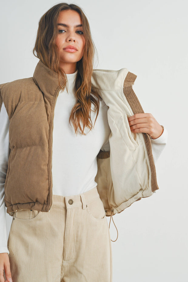 Adored Corduroy Puffer Vest