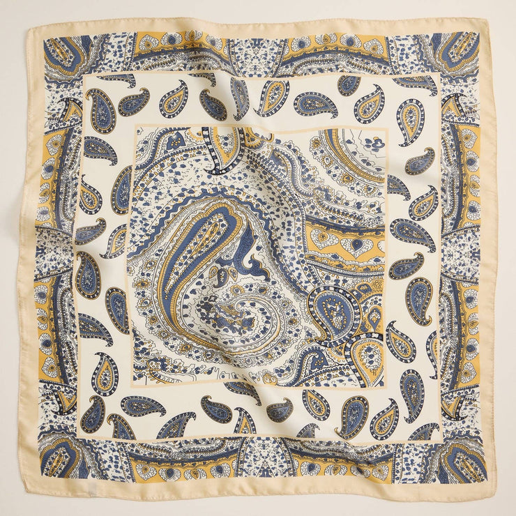Boho Chic Paisley Scarf – Lightweight Silk-Feel Square Scarf with Vintage Charm