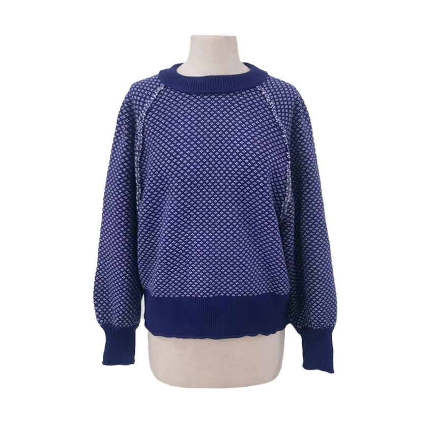 Pullover Jacquard Crewneck Blue