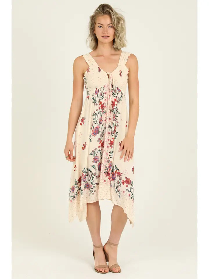 Ivory Floral Border Dress