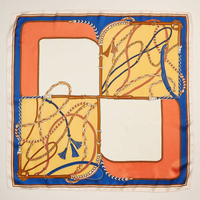 Equestrian Chain Print Scarf – Silk Texture Square Scarf for Elegant Styling