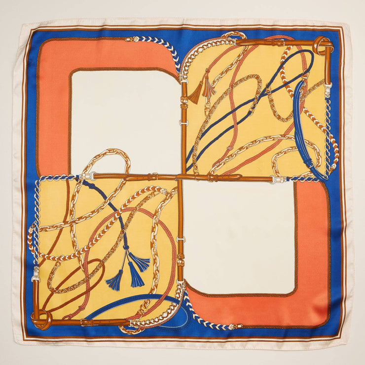 Equestrian Chain Print Scarf – Silk Texture Square Scarf for Elegant Styling