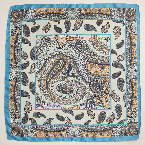 Boho Chic Paisley Scarf – Lightweight Silk-Feel Square Scarf with Vintage Charm