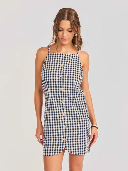 Sadie & Sage Mustang Gingham Buttoned Mini Dress