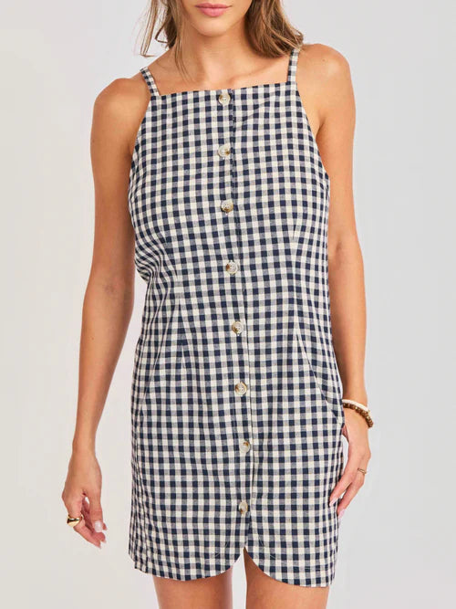 Sadie & Sage Mustang Gingham Buttoned Mini Dress