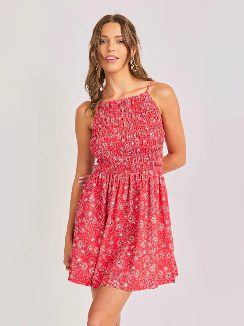 Sadie & Sage Firecracker Shirred Mini Dress
