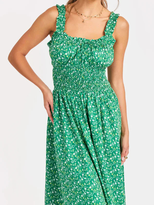 Sadie & Sage Sun Escape Shirred Waist Midi Dress