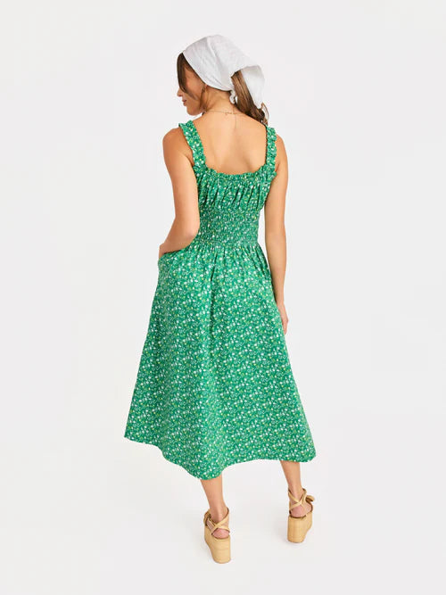 Sadie & Sage Sun Escape Shirred Waist Midi Dress