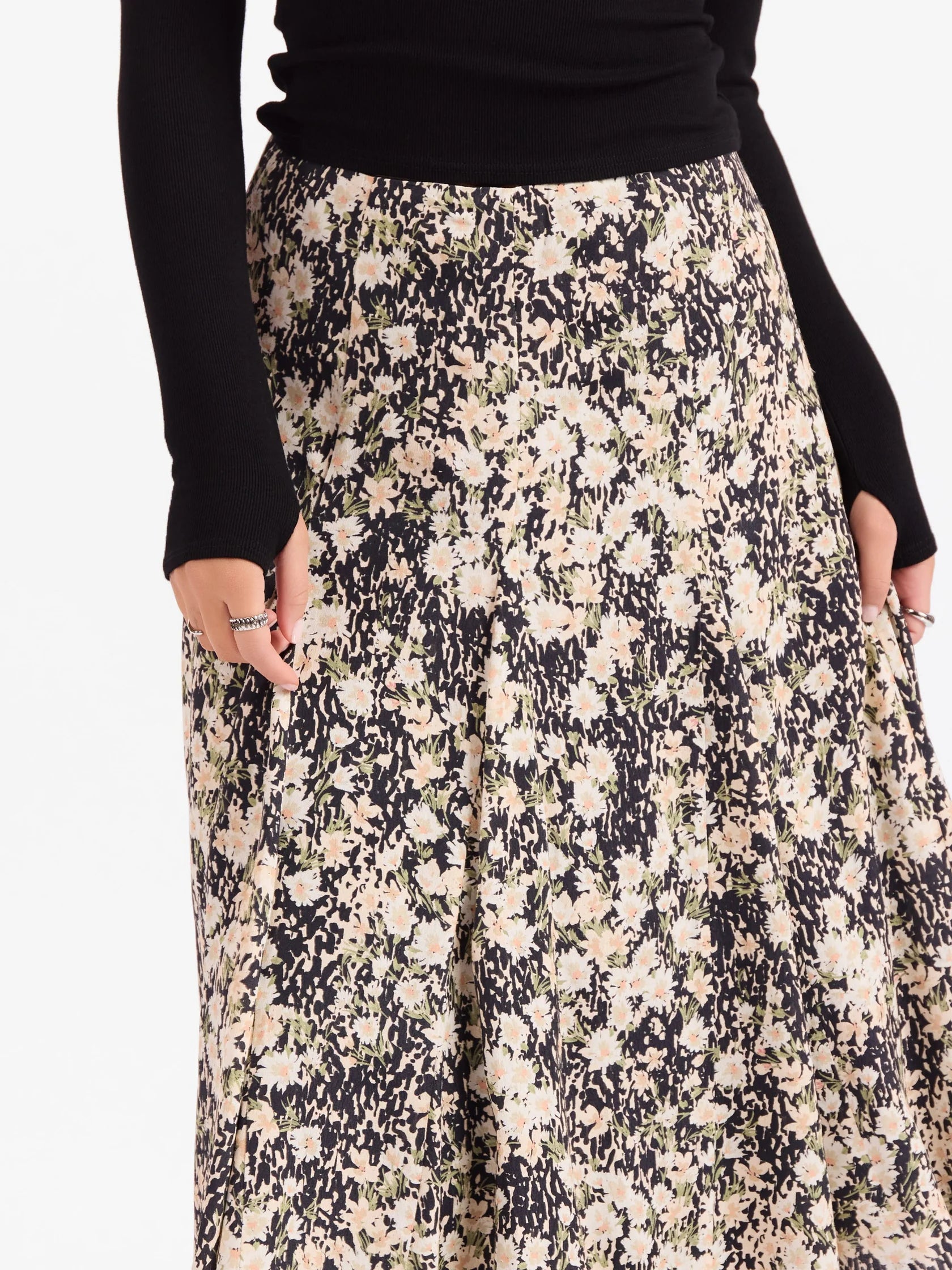 Painted Fields Midi Skirt