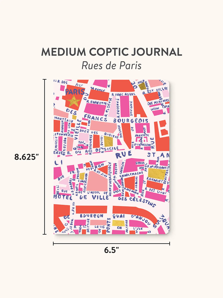 Rues De Paris Medium Coptic-Bound Journal