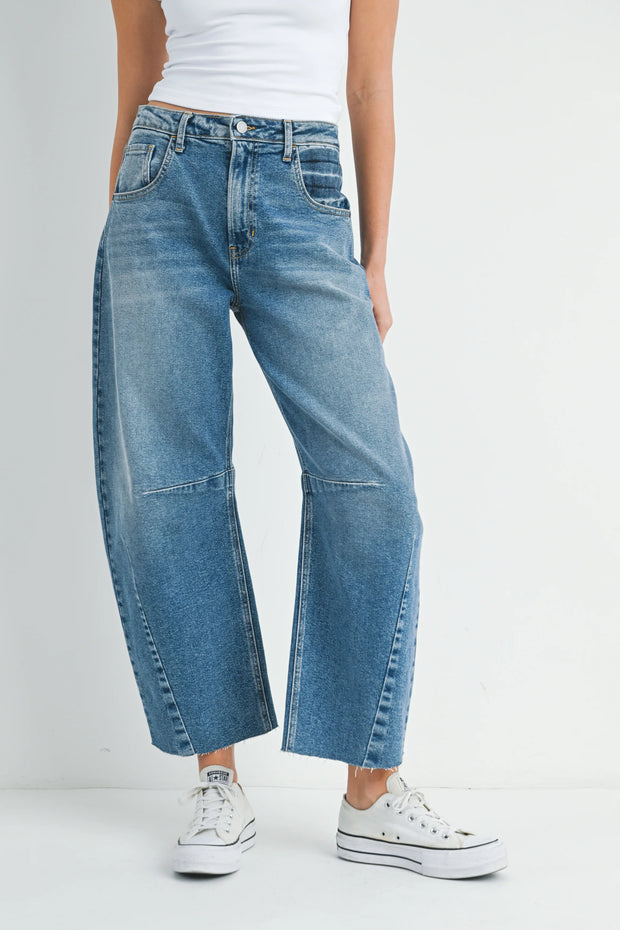 JUST BLACK BARREL JEAN W/ SEAMS