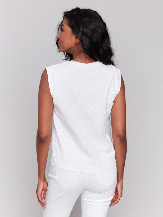 Floral Tonal Embroidered Crew Top