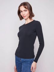 Cotton Blend L/S Crew Neck by Charlie B