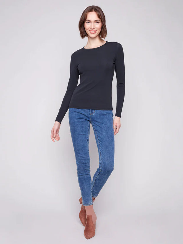 Cotton Blend L/S Crew Neck by Charlie B