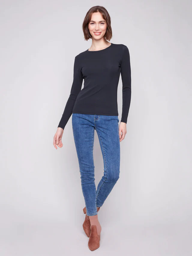 Cotton Blend L/S Crew Neck by Charlie B