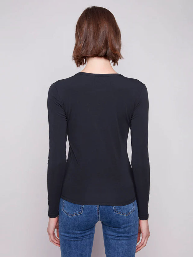 Cotton Blend L/S Crew Neck by Charlie B