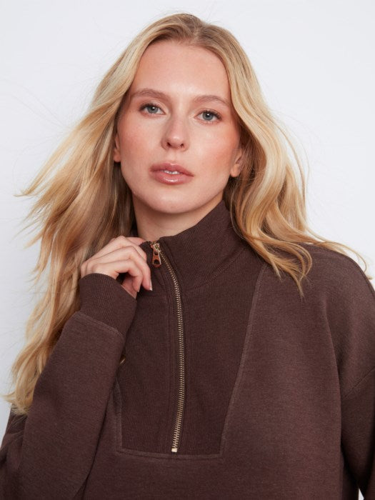 Half Zip High Collar Sweatshirt