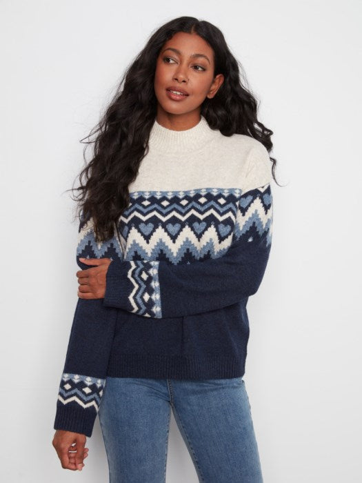 Mock Neck Jaquard Sweater