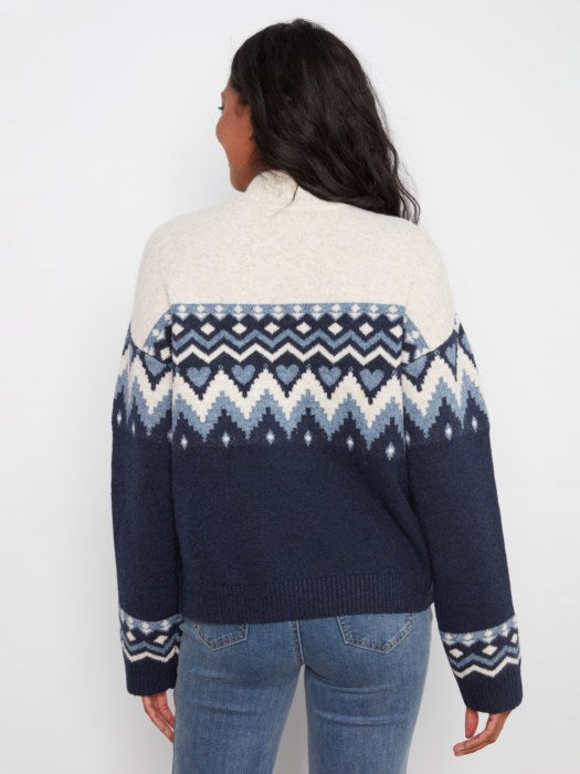 Mock Neck Jaquard Sweater
