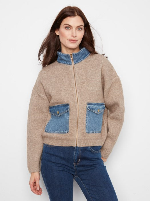 Charlie B Denim/Sweater Jacket