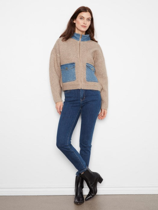 Charlie B Denim/Sweater Jacket