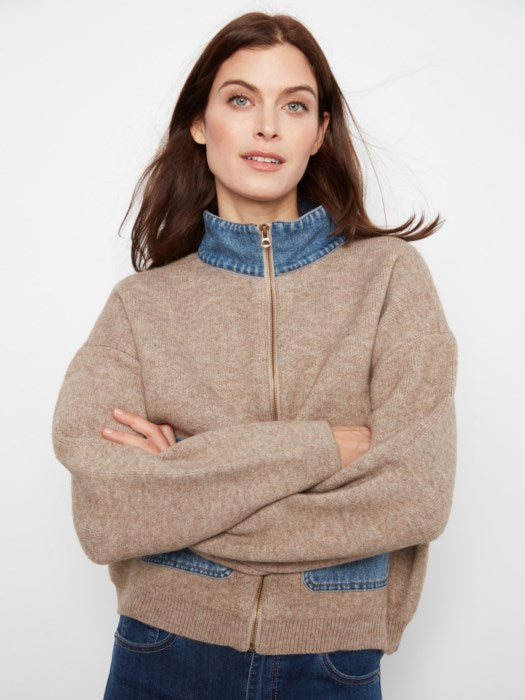 Charlie B Denim/Sweater Jacket