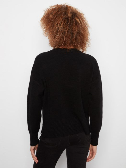 Cropped w/Pocket Crew Neck Sweater