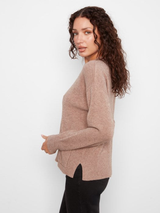 Cropped w/Pocket Crew Neck Sweater