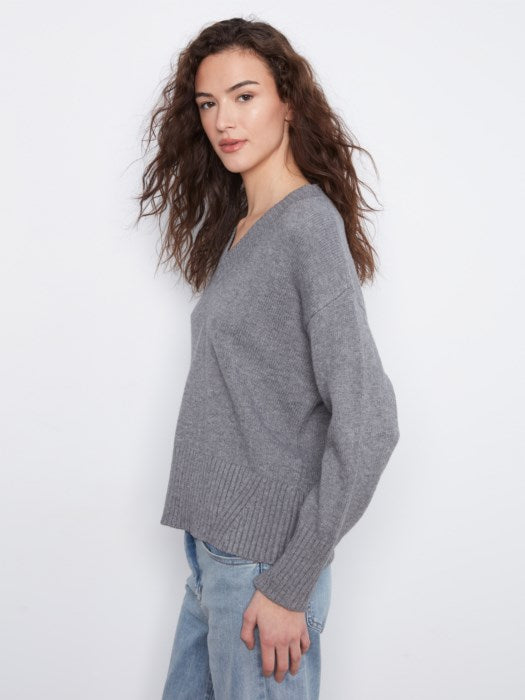 Drop Shoulder V-Neck Sweater