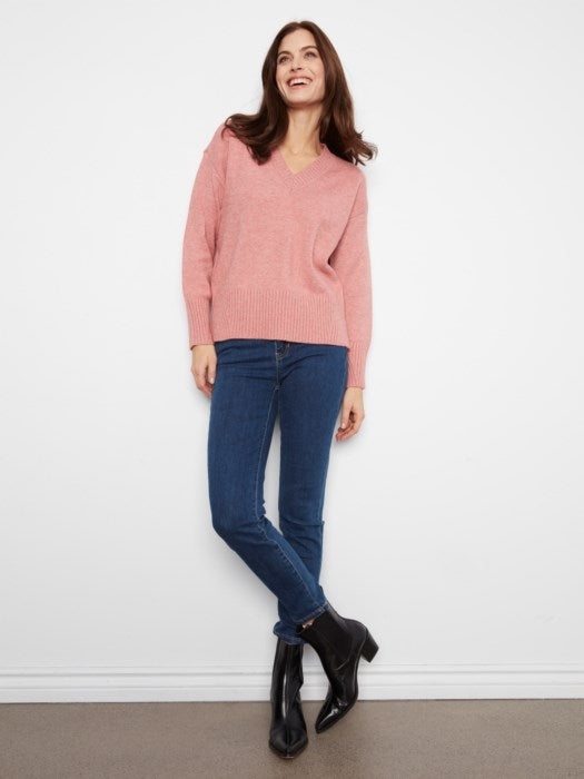 Drop Shoulder V-Neck Sweater