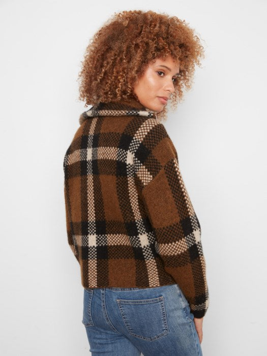 Clair Plaid 90's High Collar Cardigan
