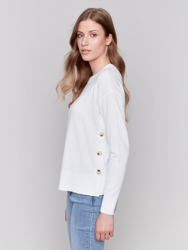 SIDE BUTTON SWEATER