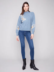 Sequined Mock Neck Sweater