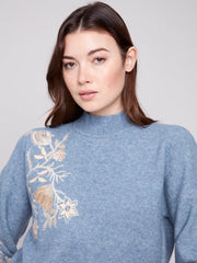 Sequined Mock Neck Sweater