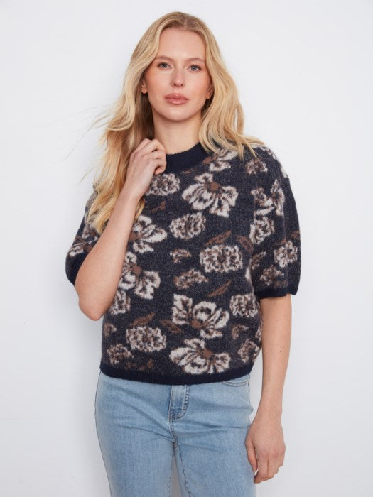 Elbow Sleeve Printed Sweater