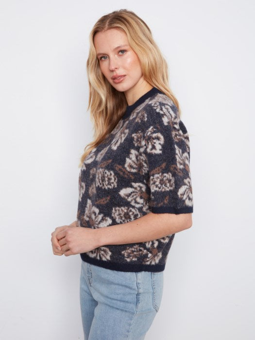 Elbow Sleeve Printed Sweater