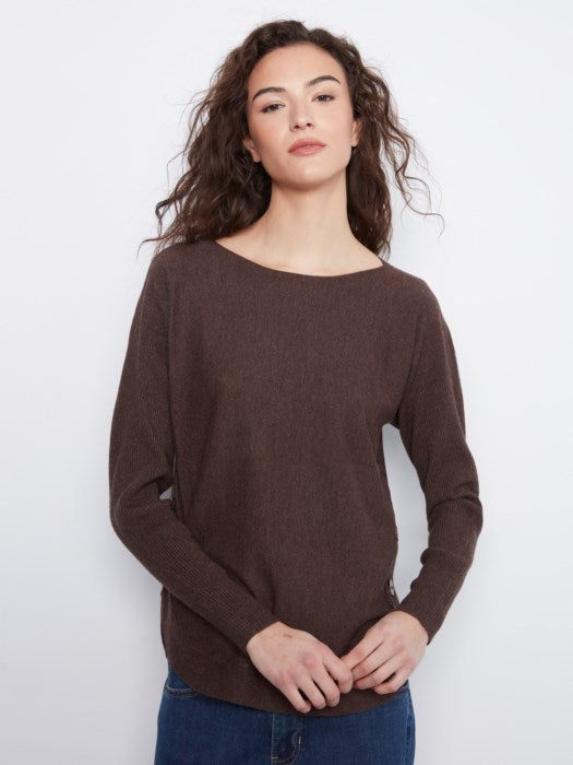 Boatneck Sweater w/side Buttons
