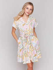 Charlie B Printed Nina Dress w/ Sash