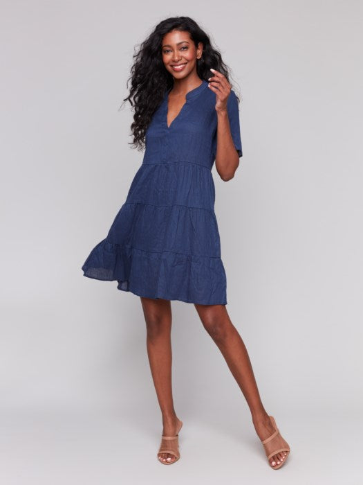 Charlie B Linen Tiered Dress