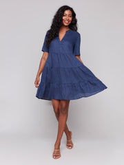 Charlie B Linen Tiered Dress