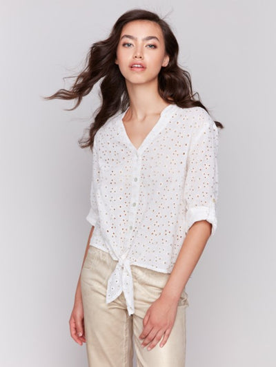 Charlie B Eyelet Front Tie Louisa Top