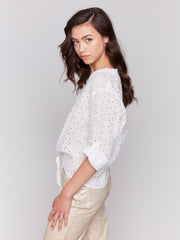 Charlie B Eyelet Front Tie Louisa Top