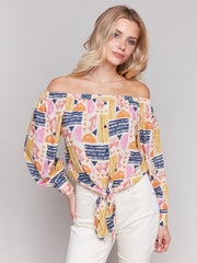 Charlie B Off Shoulder Batik Top