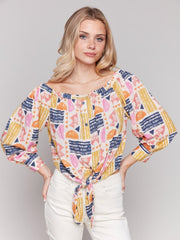 Charlie B Off Shoulder Batik Top